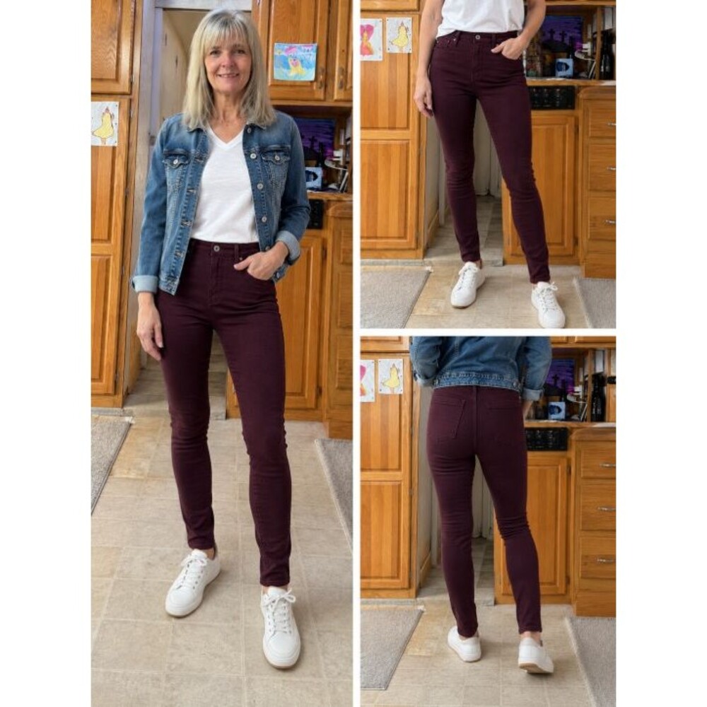 AG Adriano Goldschmied Farrah Skinny High Rise Jeans Burgundy Maroon 27 NWT